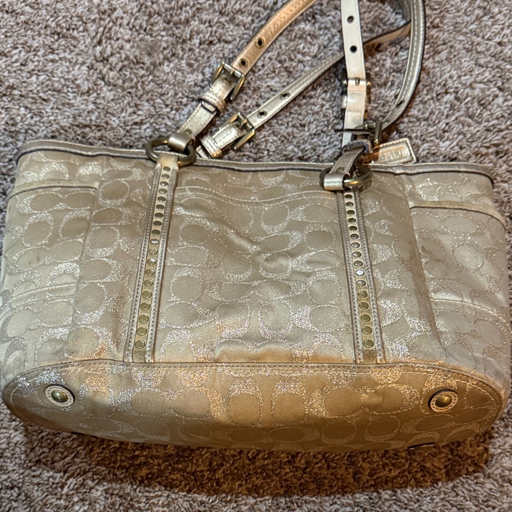Coach Metallic Beige Shoulder Bag